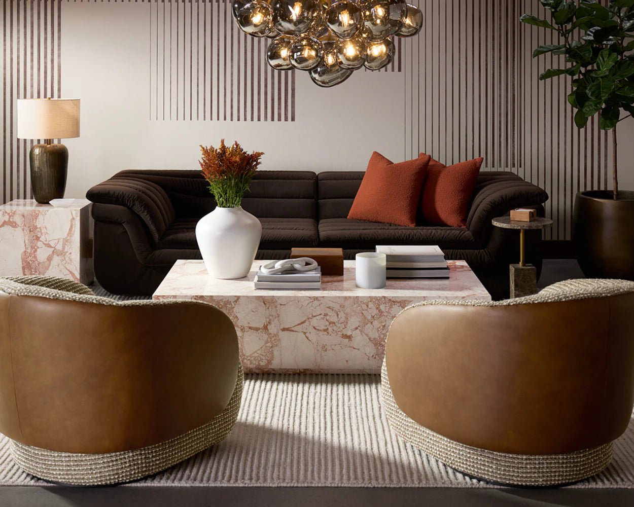Laros End Table - Crema Breccia Marble - Central Designs