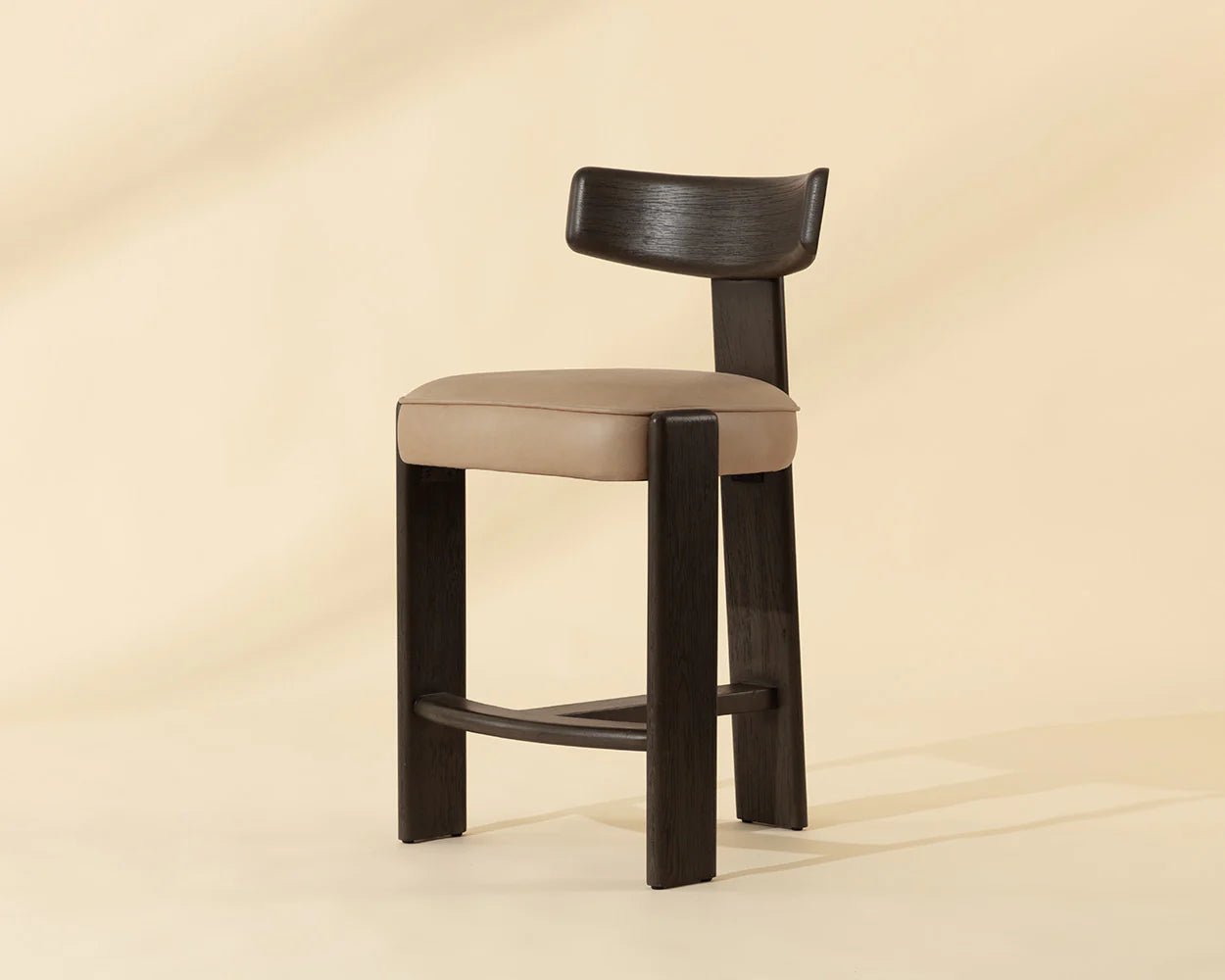 Horton Counter Stool - Dark Brown - Sahara Sand Leather - Central Designs
