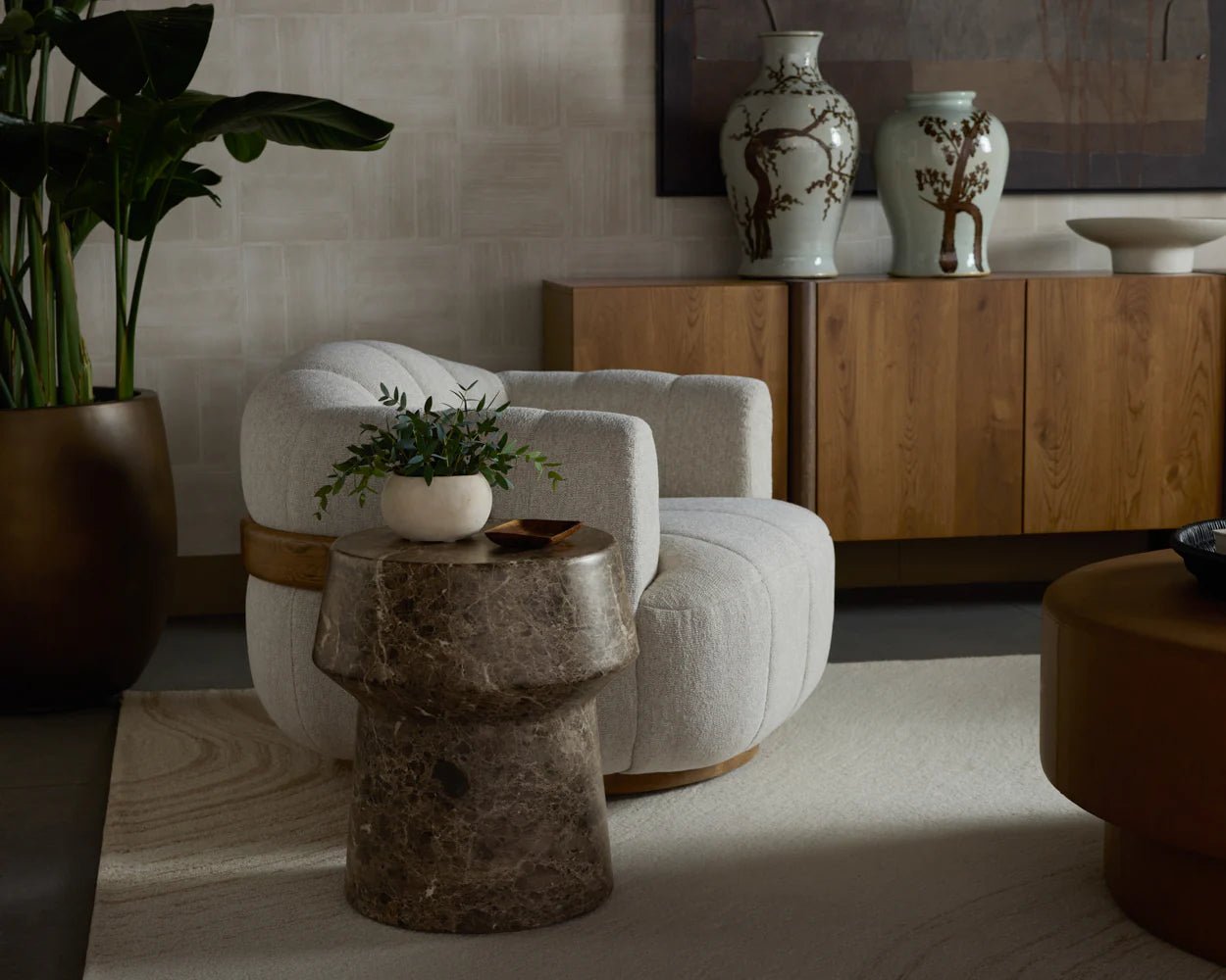 Brie End Table - Marble Look - Dark Emperador - Central Designs