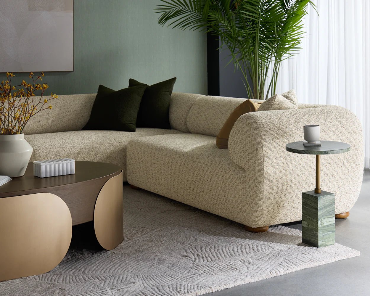 Mizani End Table - Marble Look - Sage - Central Designs