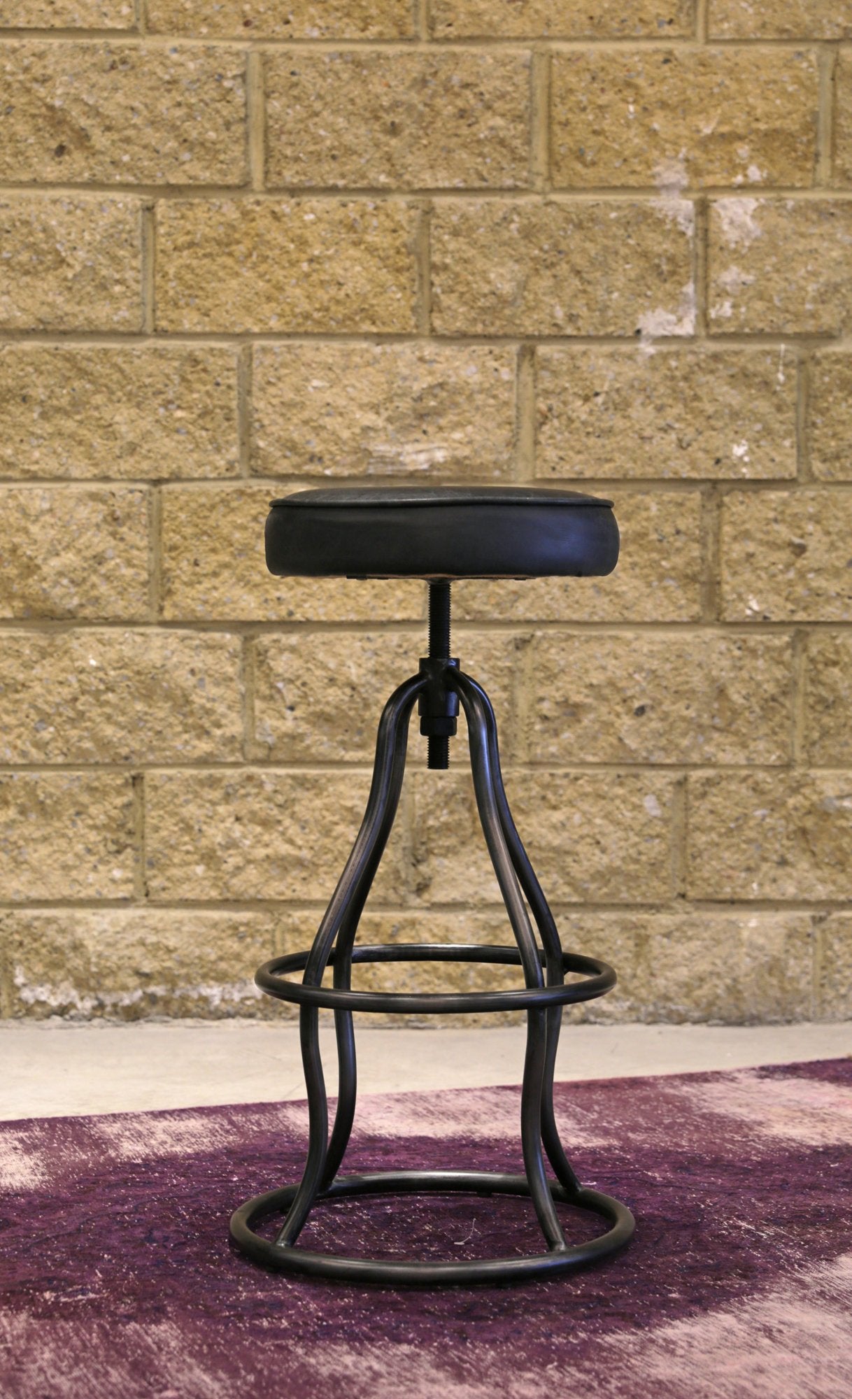 Bowie Stool - Black Leather - Central Designs