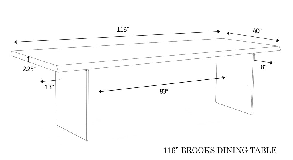 Brooks - Dining Table - Cast Slab Base - 40" x 116" - Americano Top - Antique Nickel Base