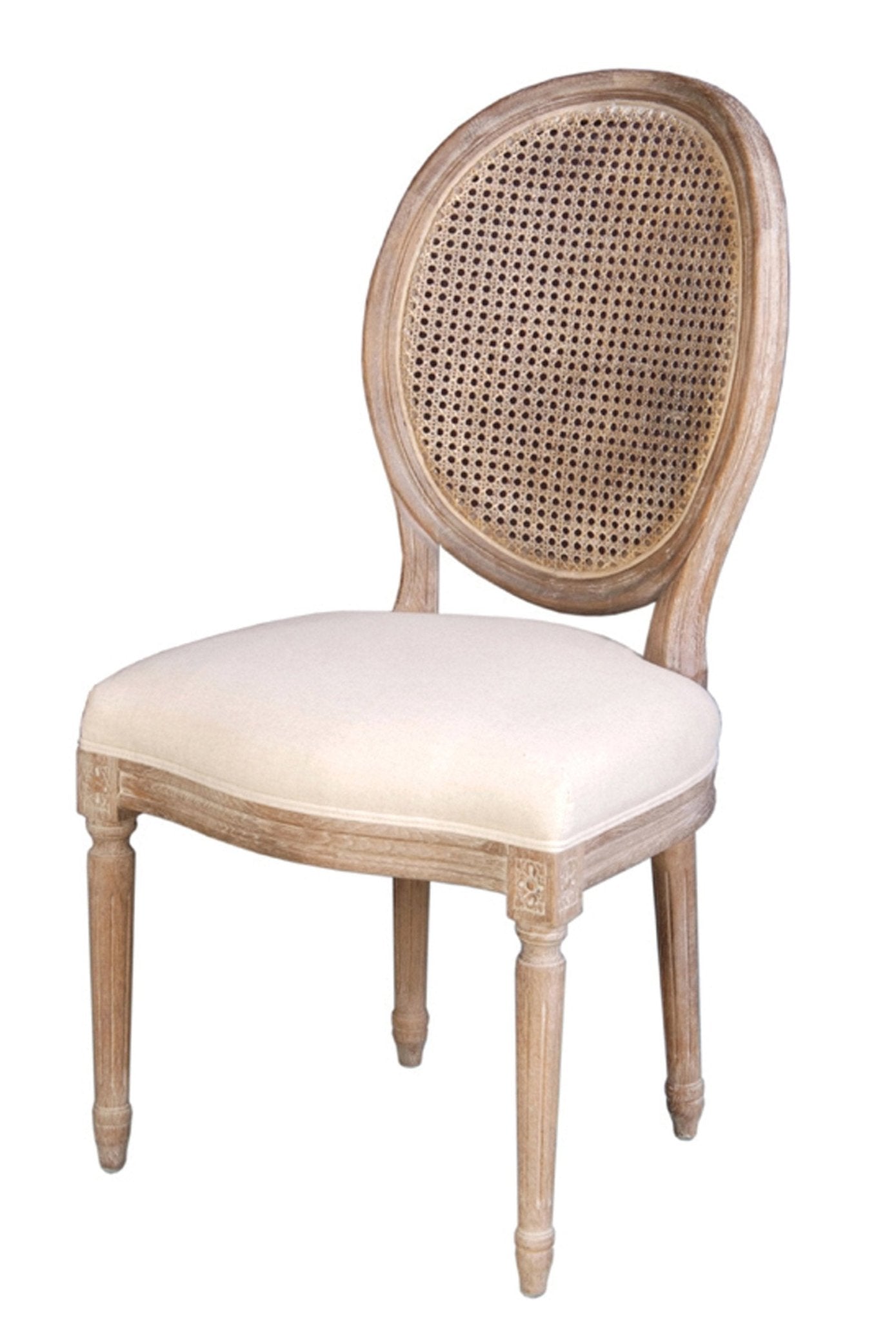 Napoleon Dining Chair w/ Cane Back - Antique Linen - Central Designs