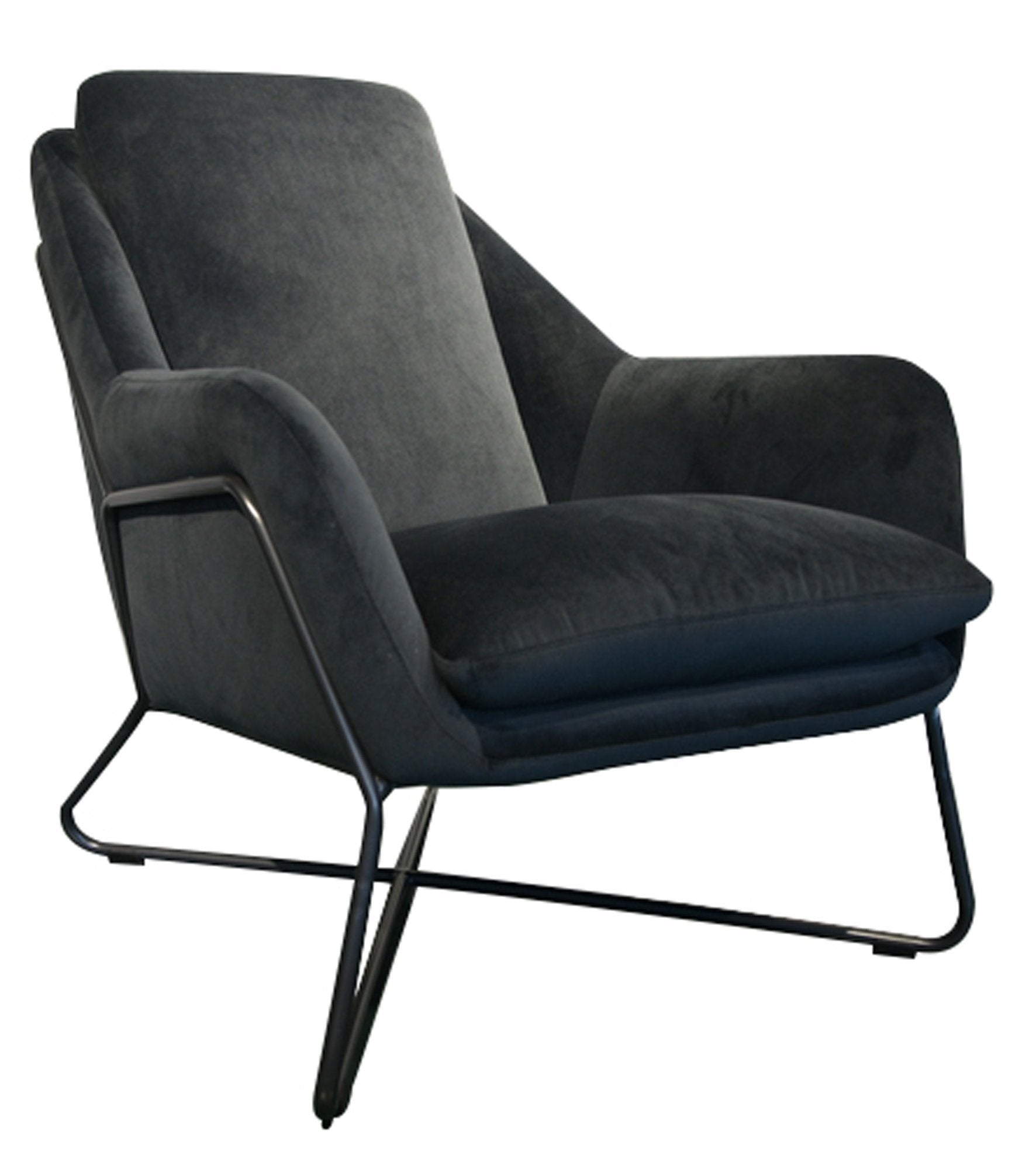 Romeo Lounge Chair - Dark Grey Velvet - Central Designs