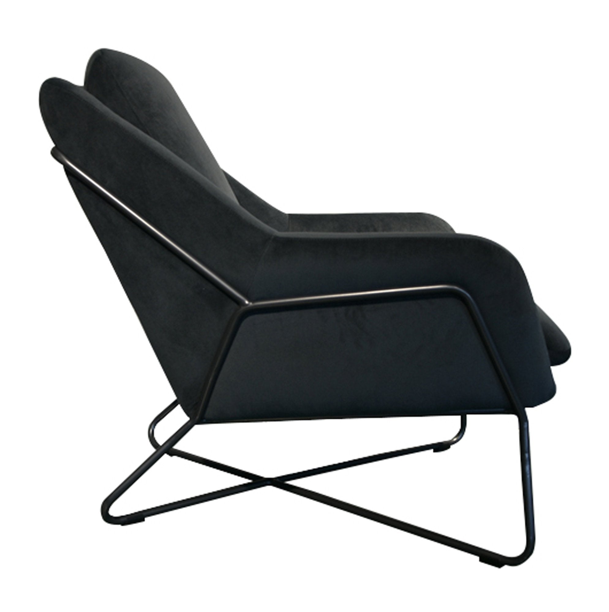 Romeo Lounge Chair - Dark Grey Velvet - Central Designs
