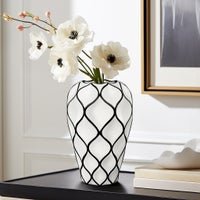 Abstract Lattice Outline 10.5 Inch Tall Ceramic Vase - Central Designs