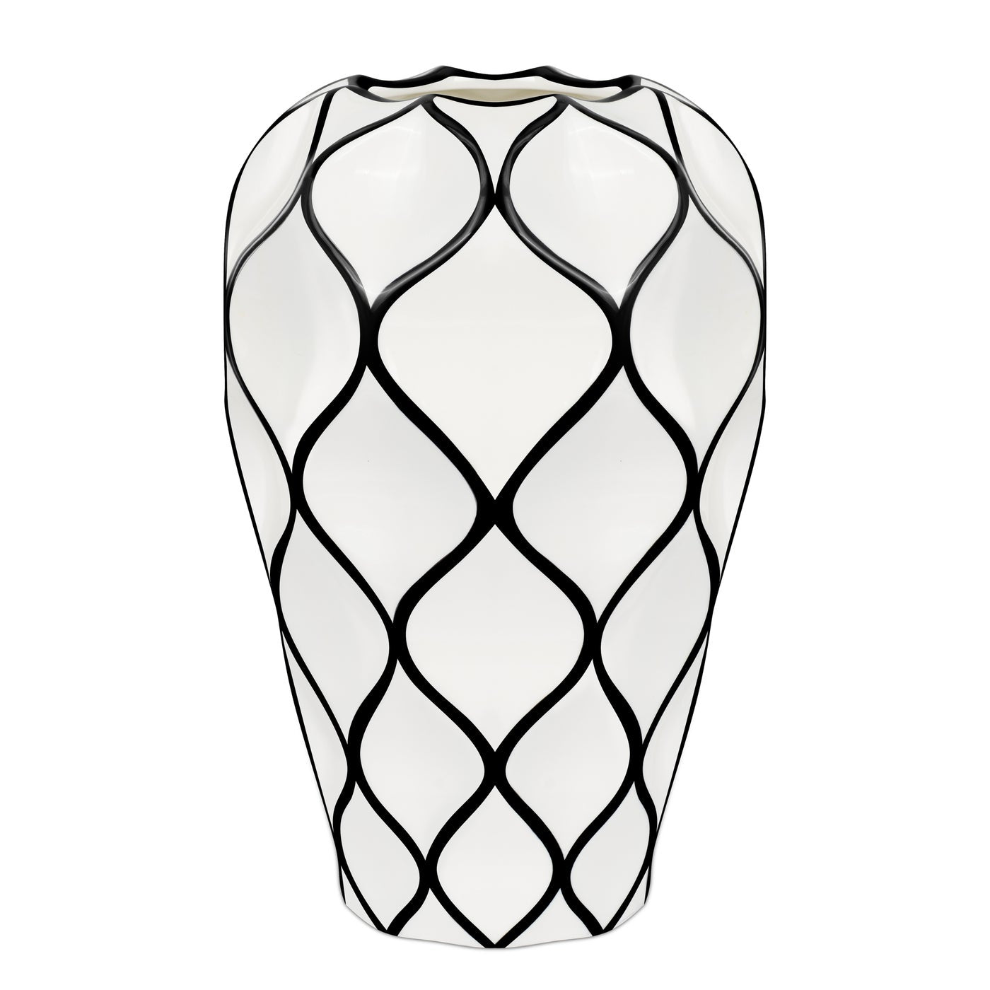 Abstract Lattice Outline 10.5 Inch Tall Ceramic Vase - Central Designs