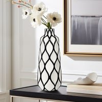 Abstract Lattice Outline 15.5 Inch Tall Ceramic Vase - Central Designs