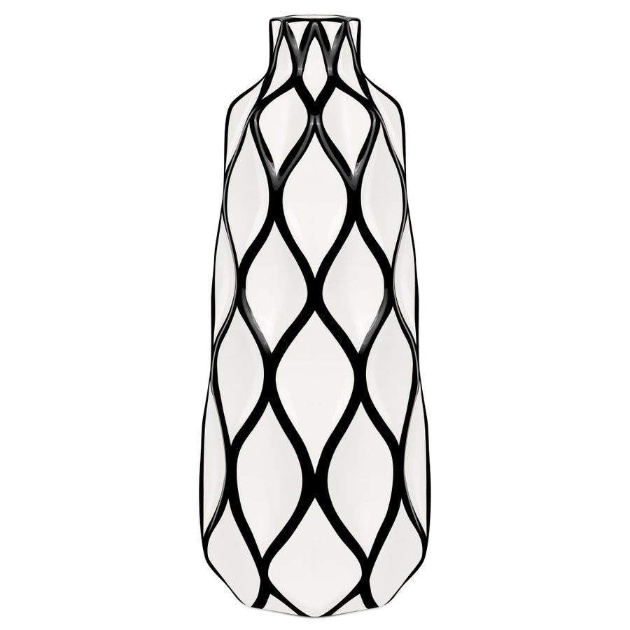 Abstract Lattice Outline 15.5 Inch Tall Ceramic Vase - Central Designs