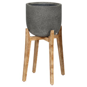 Patio Large Round Standing Pot - Grey Stone - Central Designs