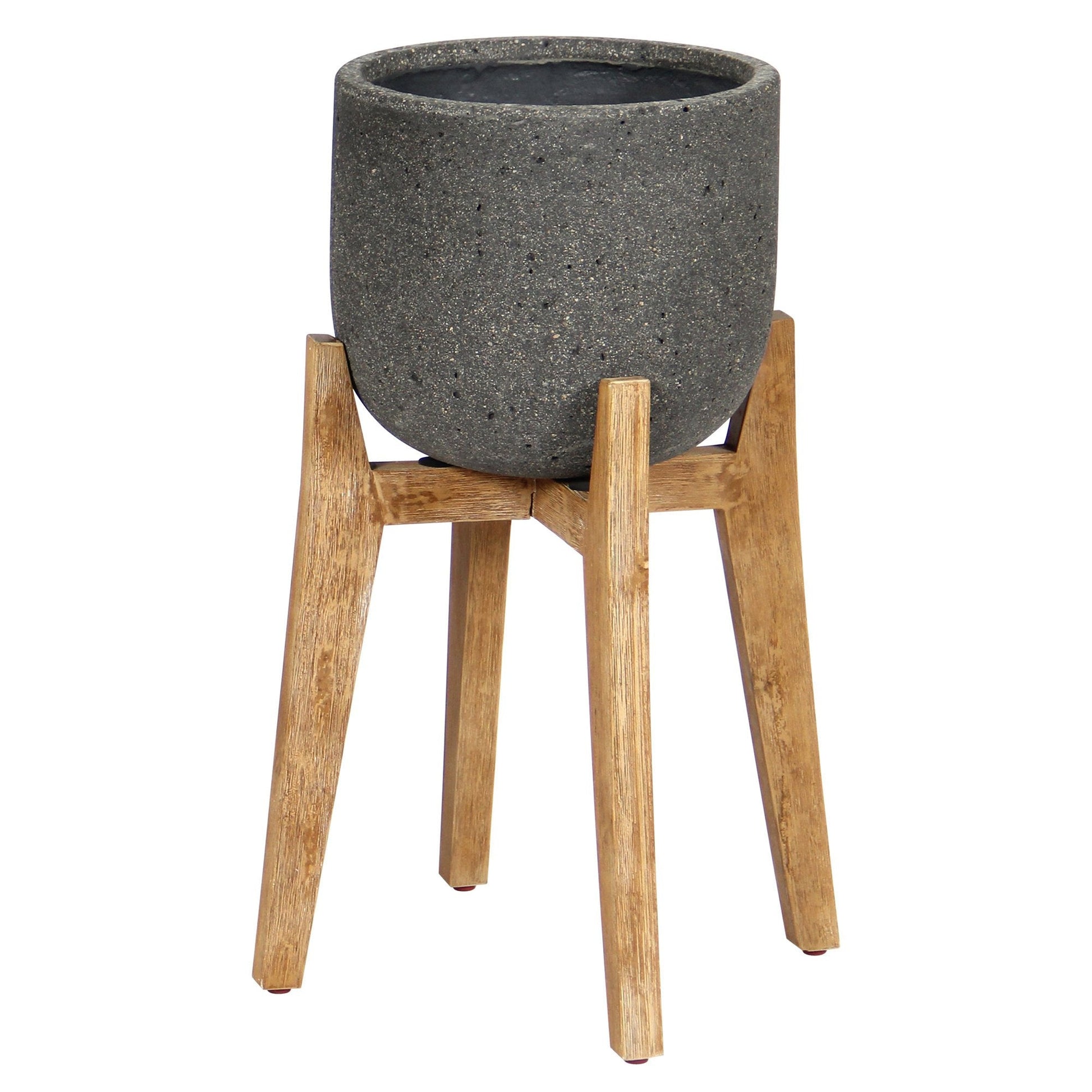 Patio Small Round Standing Pot - Grey Stone - Central Designs