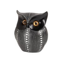 Debossed Dotted Horned Owl Resin Sculpture - Black - Central Designs