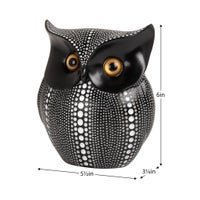 Debossed Dotted Horned Owl Resin Sculpture - Black - Central Designs