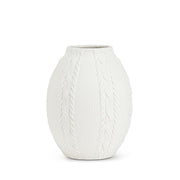 Curvy Knit & Cabled Vase - Matte Wht - 6"H - Central Designs