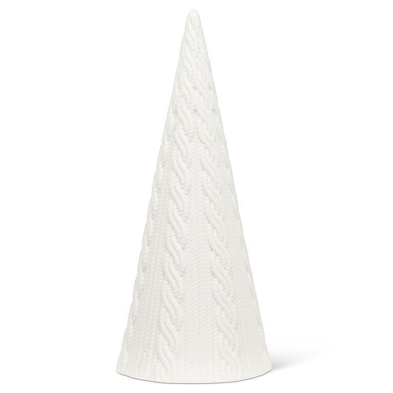 Lg Cabled Cone Tree - Matte Wht - 10"H - Central Designs