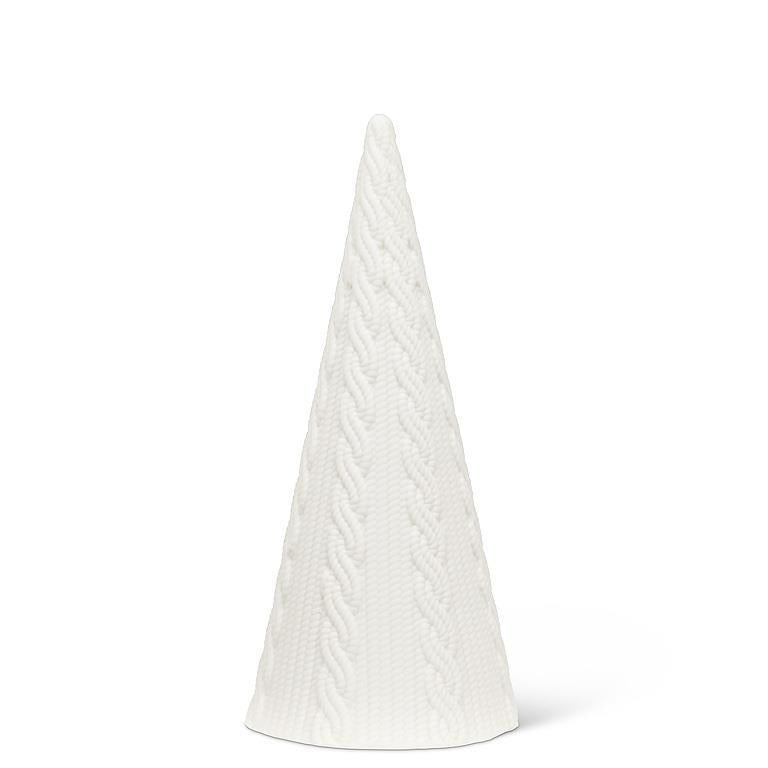 Md Cabled Cone Tree - Matte Wht - 8"H - Central Designs