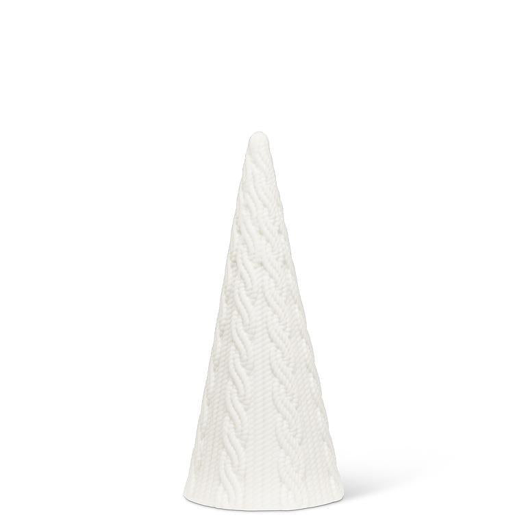 Sm Cabled Cone Tree - Matte Wht - 6.5"H - Central Designs