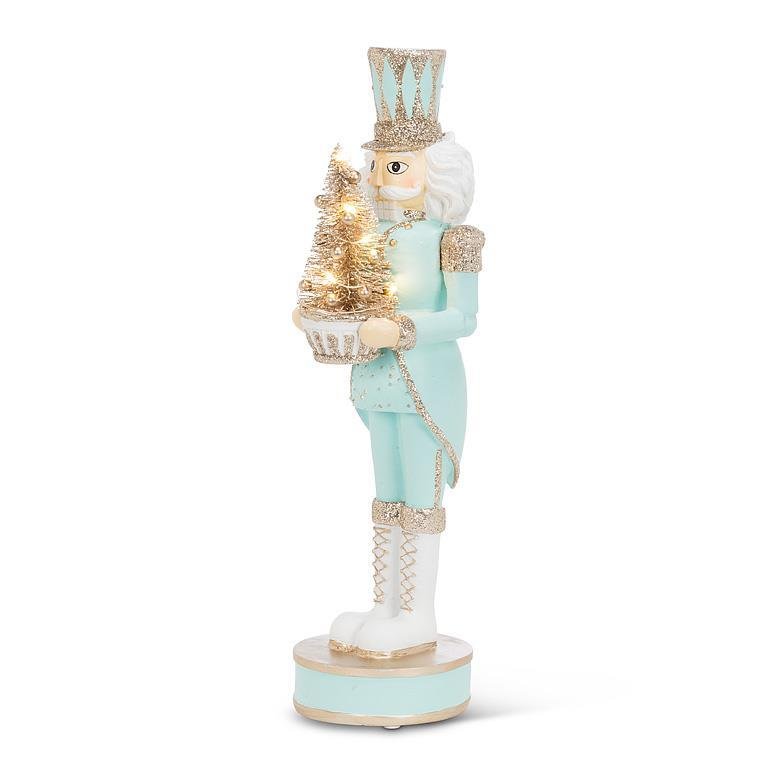 Blue Nutcracker w/LED Tree - 15"H - Central Designs