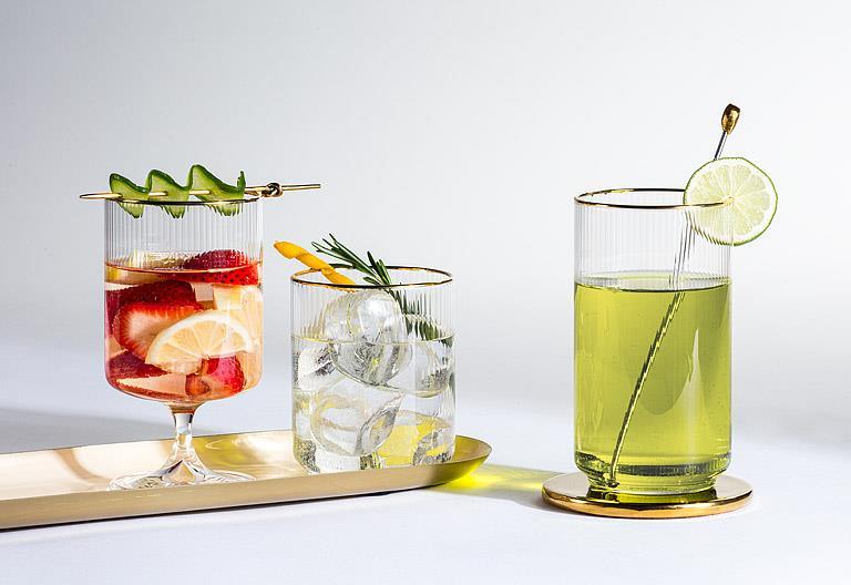 Tight Vertical Optic Highball w/Gold - 5.5"H(18oz) - Central Designs