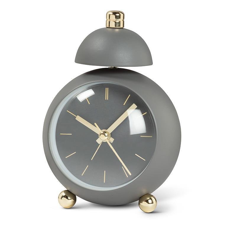 Ball Alarm Clock w/Bell - Grey - 5"H - Central Designs