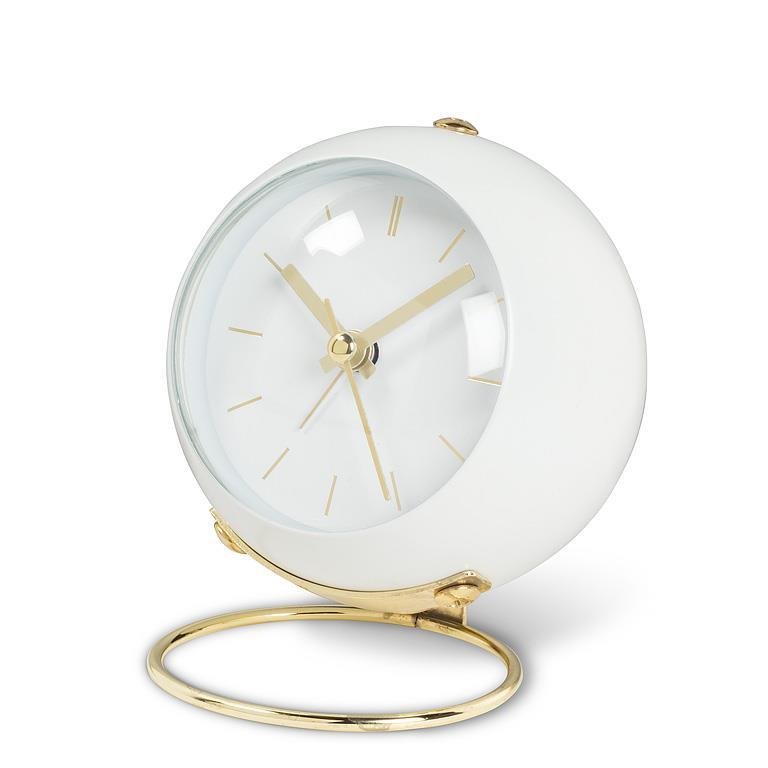 Ball Alarm Clock w/Loop Stand - White - 4"H - Central Designs
