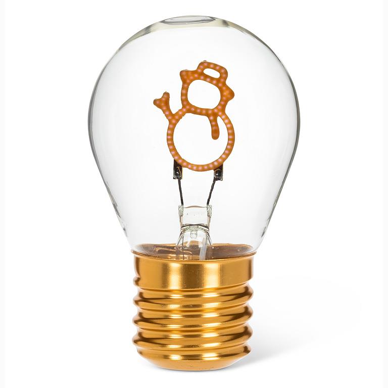 Snowman Neon LED Lightbulb - Wht - 4.5"H - Central Designs