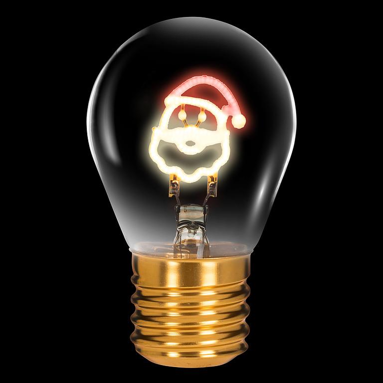Santa Neon LED Lightbulb - Red/Wht - 4.5"H - Central Designs