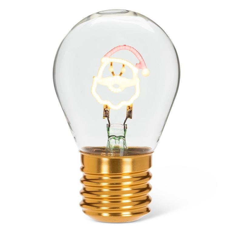 Santa Neon LED Lightbulb - Red/Wht - 4.5"H - Central Designs