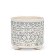 Sm Blue Stencil Planter - 4.5"H - Central Designs