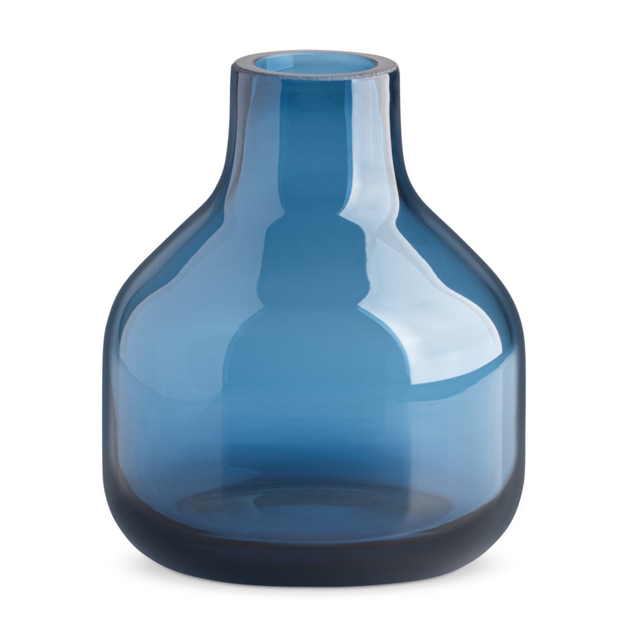 Beau Mini Bottle 5 Inch Tall Glass Vase - Blue - Central Designs