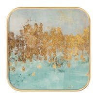 Savoy Gold Trim 4 Piece Square Coaster Set - Blue Mirage - Central Designs