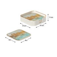 Savoy Gold Trim 4 Piece Square Coaster Set - Blue Mirage - Central Designs