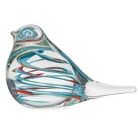 Bird Glass Paperweight 4 Inch Tall Decor - Clear/Blue Swirl - Central Designs