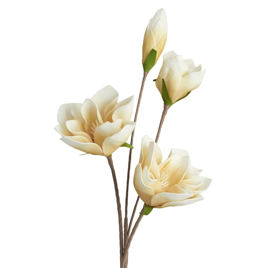 Desert Four Bloom Magnolia 41 Inch Length Stem - Yellow - Central Designs
