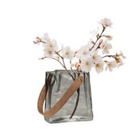 Handbag Smoke Glass 6.5 Inch Tall Vase with Faux Leather Handle - Central Designs