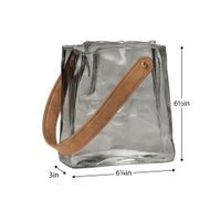 Handbag Smoke Glass 6.5 Inch Tall Vase with Faux Leather Handle - Central Designs