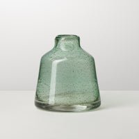 Marina Tapered Gold Bubble 6 Inch Tall Glass Vase - Light Green - Central Designs