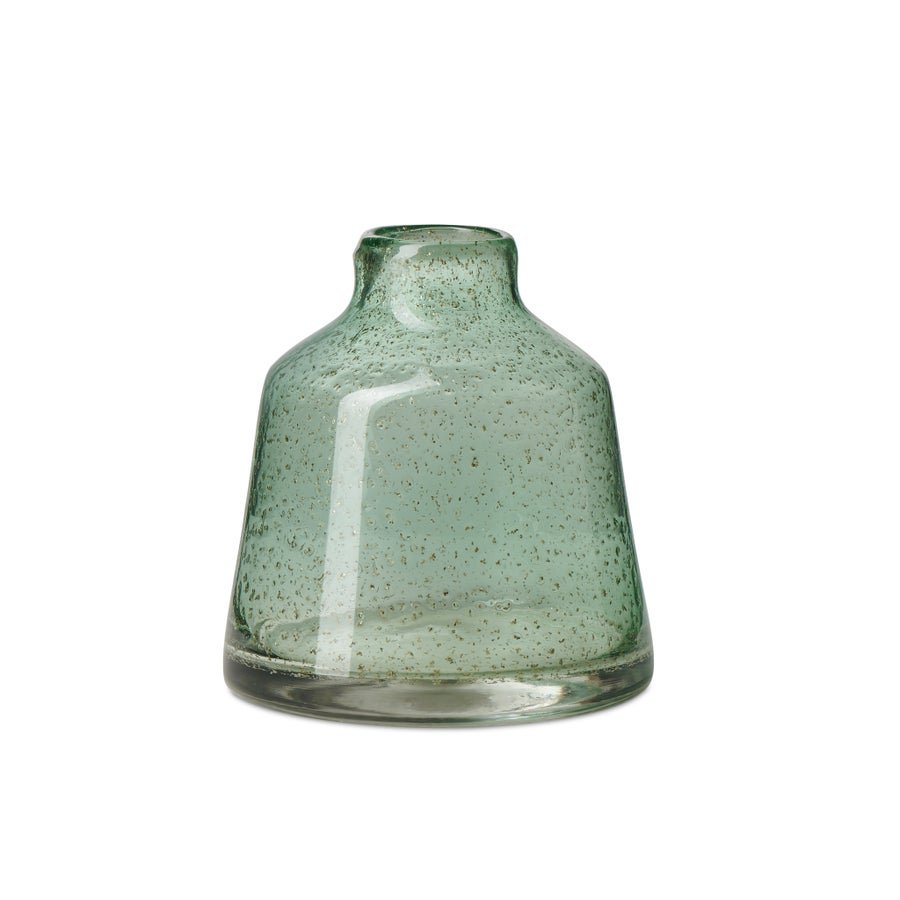 Marina Tapered Gold Bubble 6 Inch Tall Glass Vase - Light Green - Central Designs