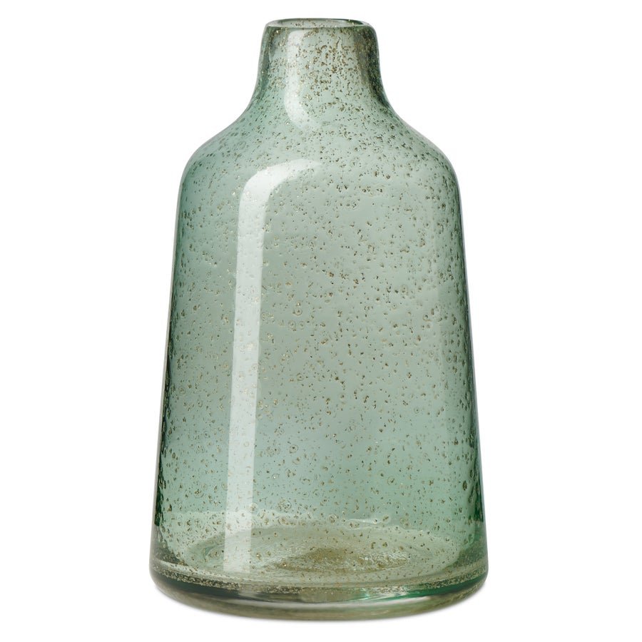Marina Tapered Gold Bubble 10 Inch Tall Glass Vase - Light Green - Central Designs