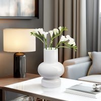 Sintra Single Bulb 8 Inch Tall Ceramic Vase - Shiny White - Central Designs