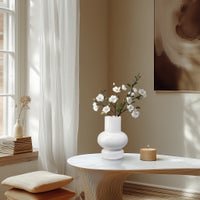 Sintra Single Bulb 8 Inch Tall Ceramic Vase - Shiny White - Central Designs