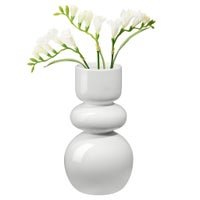 Sintra Double Bulb 10 Inch Tall Ceramic Vase - Shiny White - Central Designs