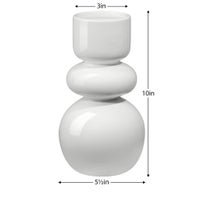 Sintra Double Bulb 10 Inch Tall Ceramic Vase - Shiny White - Central Designs