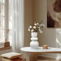 Sintra Double Bulb 10 Inch Tall Ceramic Vase - Shiny White - Central Designs