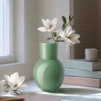 Opaque Flared Ball 6 Inch Tall Glass Vase - Green - Central Designs