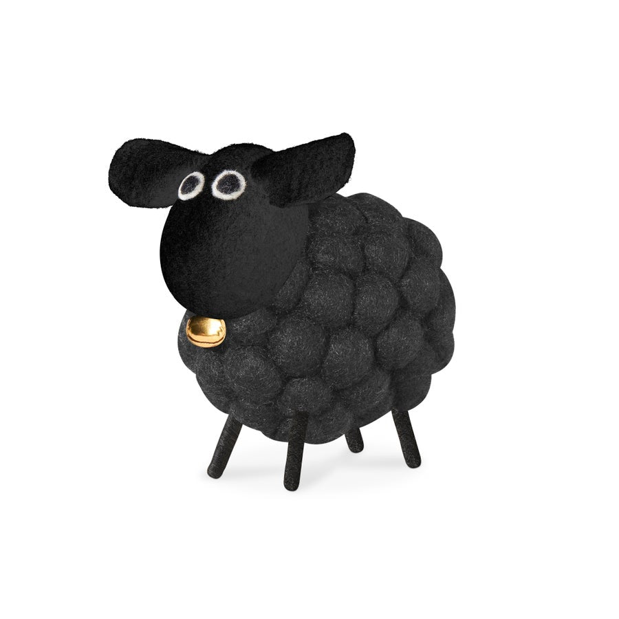 MODWOOL Felt Ball 3.5 Inch Tall Sheep Decor - Black - Central Designs