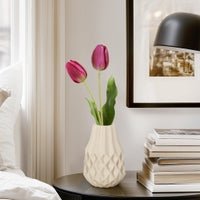 Pina Ceramic Matte White 7.5 Inch Tall Bulb Vase - Central Designs