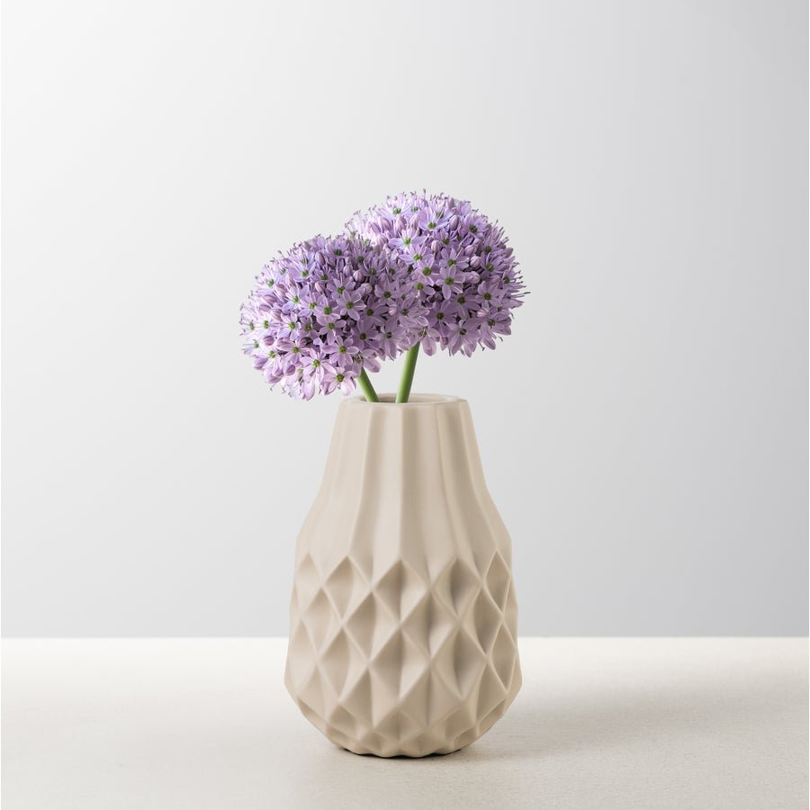 Pina Ceramic Matte White 7.5 Inch Tall Bulb Vase - Central Designs