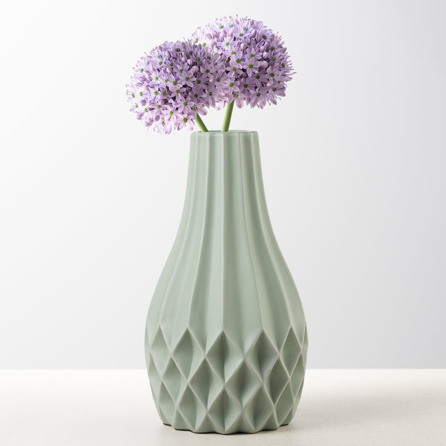 Pina Ceramic Matte Green 11 Inch Tall Tapered Bulb Vase - Central Designs