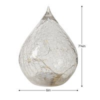 Teardrop Crackle Glass 6 Inch LED Decor Light with Timer - Clear - Central Designs